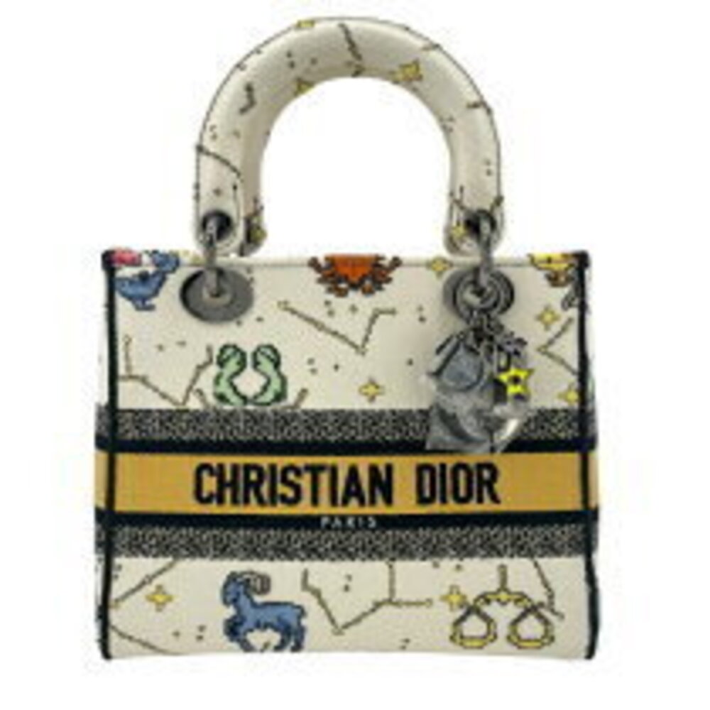 Dior Zodiac Lady Canvas White Pixel Handbag Christian Delight